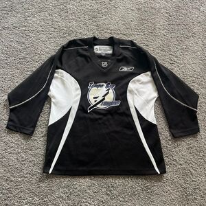 VTG Reebok Tampa Bay Lightning Jersey Bolts Black NHL Hockey Youth Size XL